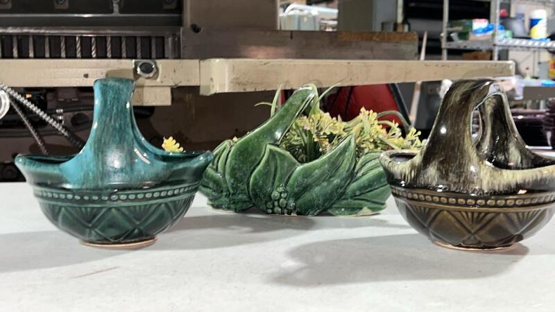 Hull Pottery Ceramic Planter Baskets (3)