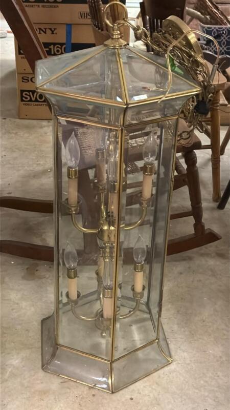 Leaded glass chandelier