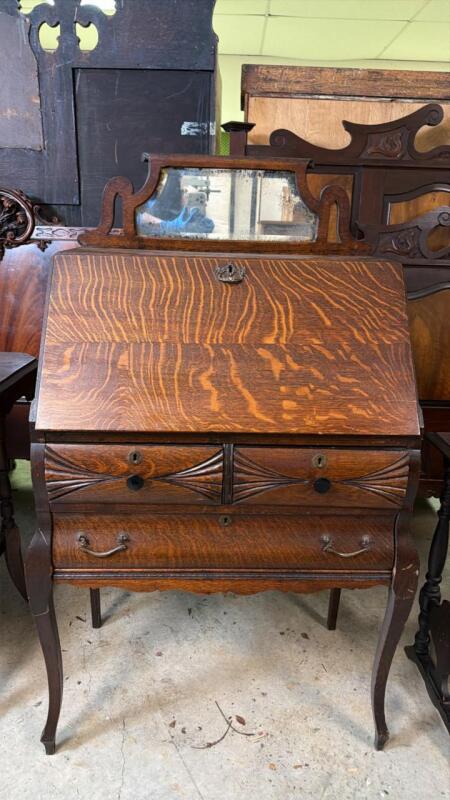 Tiger Oak Drop Front Secretary