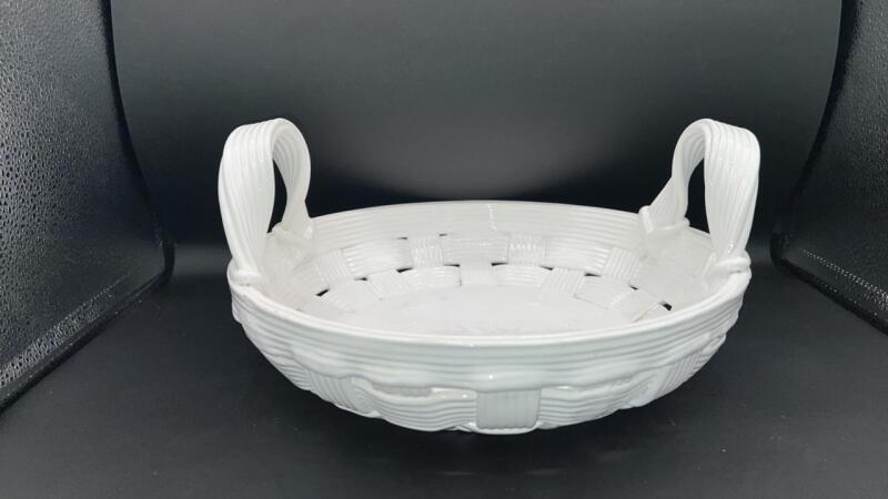 Vintage Capodimonte White Reticulated Ceramic Basket