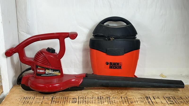 Toro Corded Leaf Blower & Black & Decker Mini Shop Vac