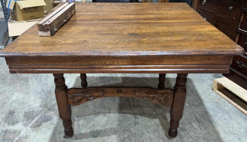 Antique Tiger Oak Square Dining Table