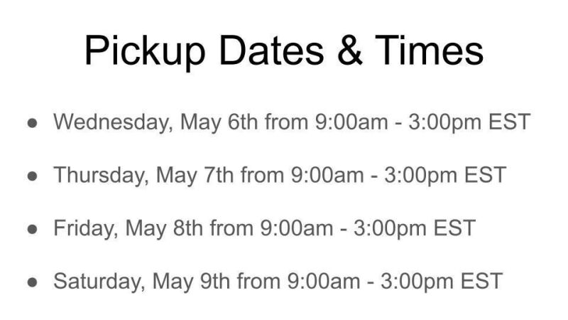 Pickup Dates & Times
