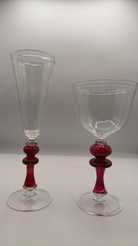Custom Cranberry Art Glassware Signed by Artist