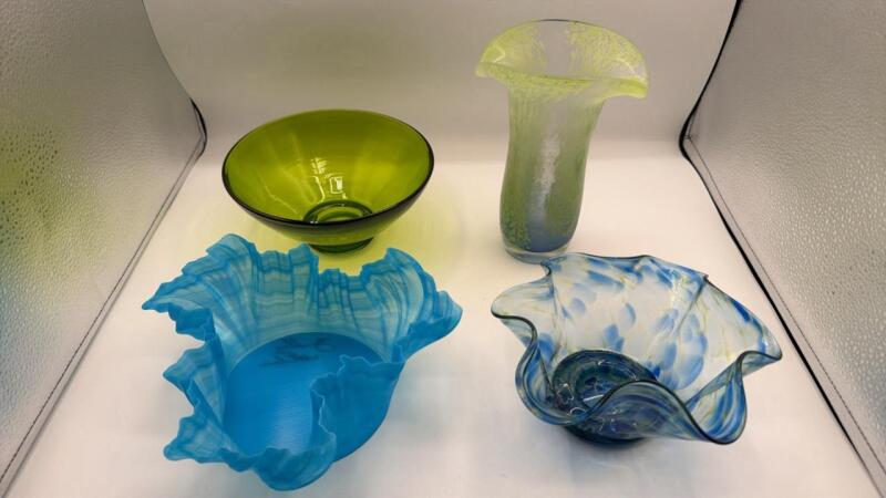 Glass and Fiber Bowls and Vase