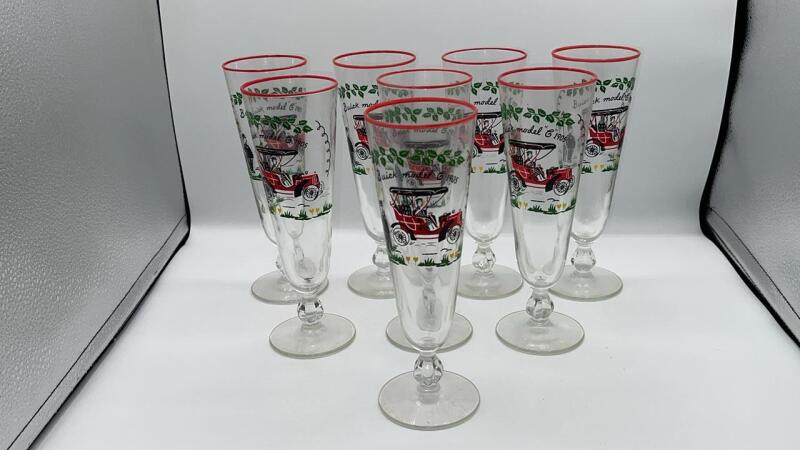 Libbey 1905 Buick Model C Pilsner Glasses (8)