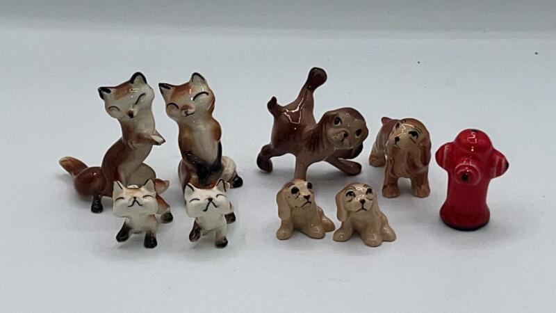 Miniature Ceramic Dogs, Fire Hydrant & Foxes