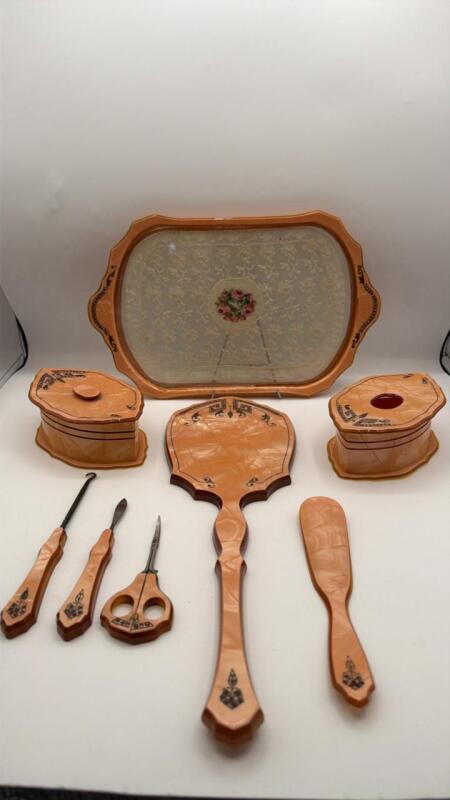 Art Deco Pearlized Celluloid Dresser Set