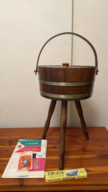 Barrel Sewing Stand with Sewing Accessories