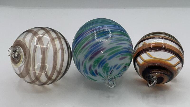 Hand Blown Glass Ornaments (3)