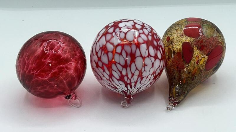 Hand Blown Glass Ornaments (3)