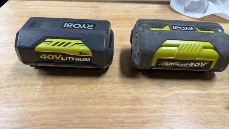 Two Ryobi 40 V batteries