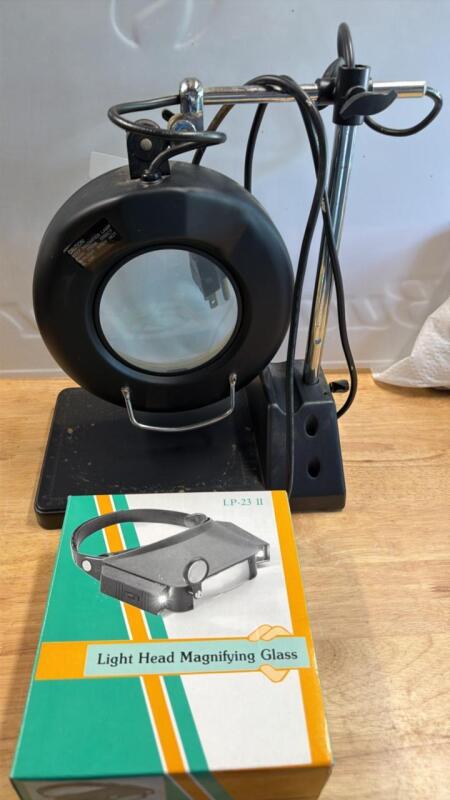 Magnifying glasses and work light