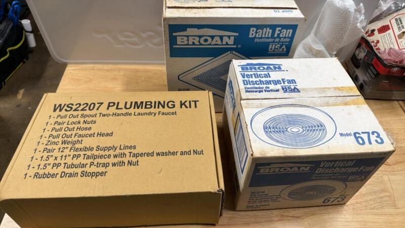 Broan bath fan, discharge fan and plumbing kit