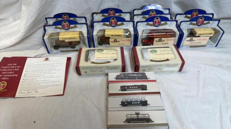 Oxford diecast vehicles and train cars