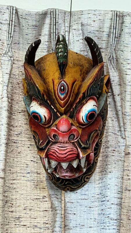 Handcrafted Tibetan Wooden Wall Hanging Mask