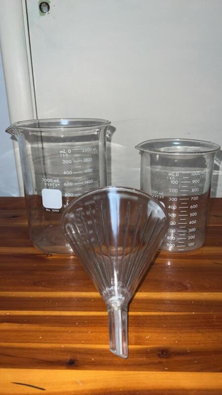 Glass Beakers (2) & Glass Funnel