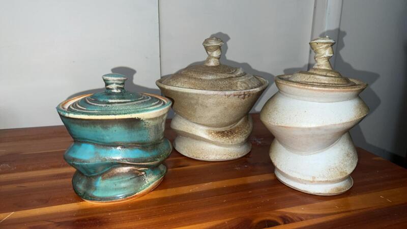 Studio Pottery Lidded Jars (3)