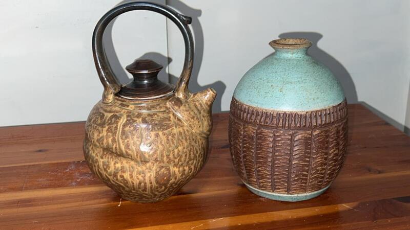 Stoneware Tea Pot & Pottery Vase