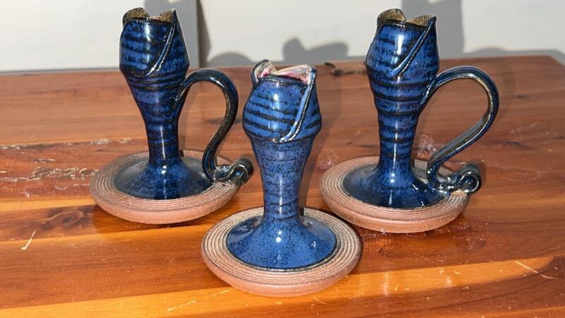 Pottery Candlestick Holders (3)