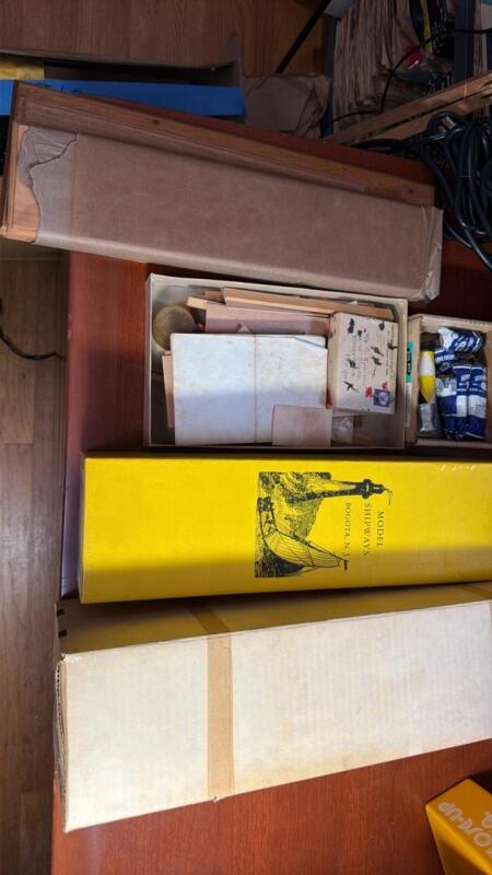(2) model ships Wood model pieces display boards