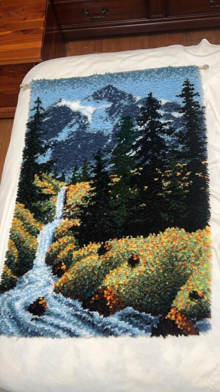 Springtime Waterfall Latch Hook Rug Art