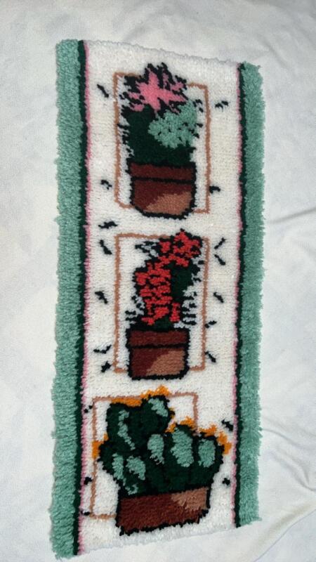Potted Succulents Latch Hook Rug Art