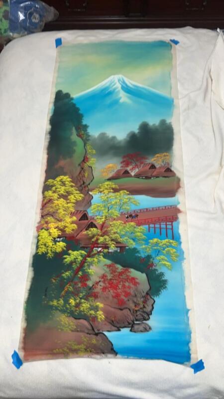 Japanese Hand Painted Silk Wall Scroll