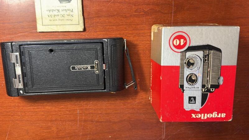 Vintage Kodak camera and Argo flex camera