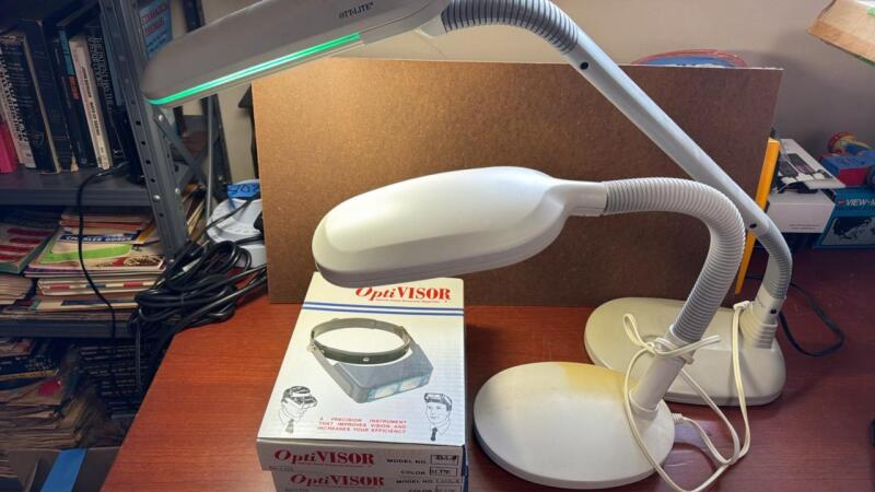 (2) Optivisors and Task Lamps
