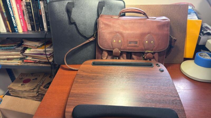 Duluth trading company, leather satchel lap desk, art portfolio