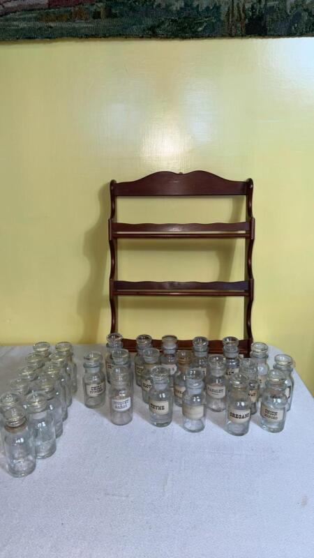 Wooden Spice Rack w/ Glass Spice Jars