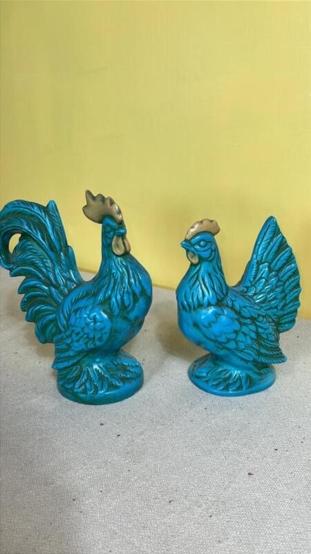 Blue Rooster & Hen Set