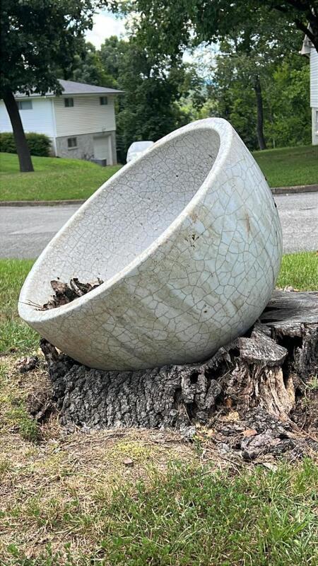 LARGE white bowl planters (2)