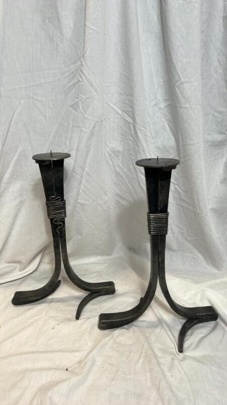 Forged wrought iron candle holders