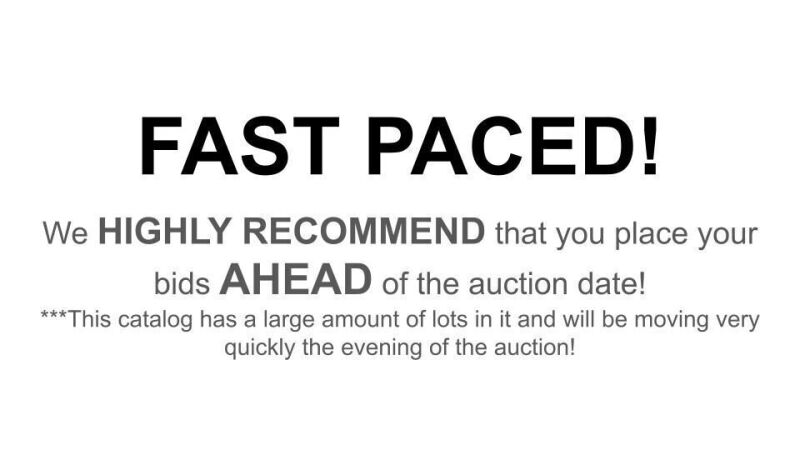 FAST PACED AUCTION DUE TO LARGE QUANTITY OF ITEMS IN CATALOG