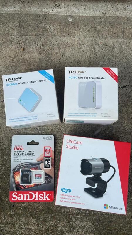 Mini Routers, Micro SD card & LifeCam