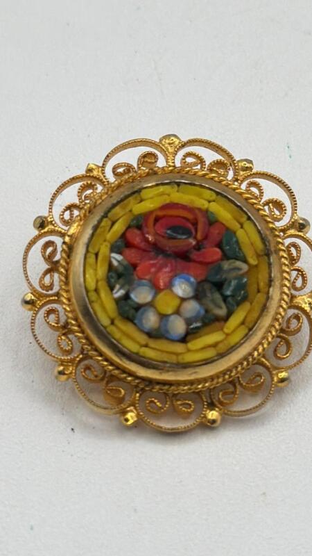 Italian micro mosaic Brooch