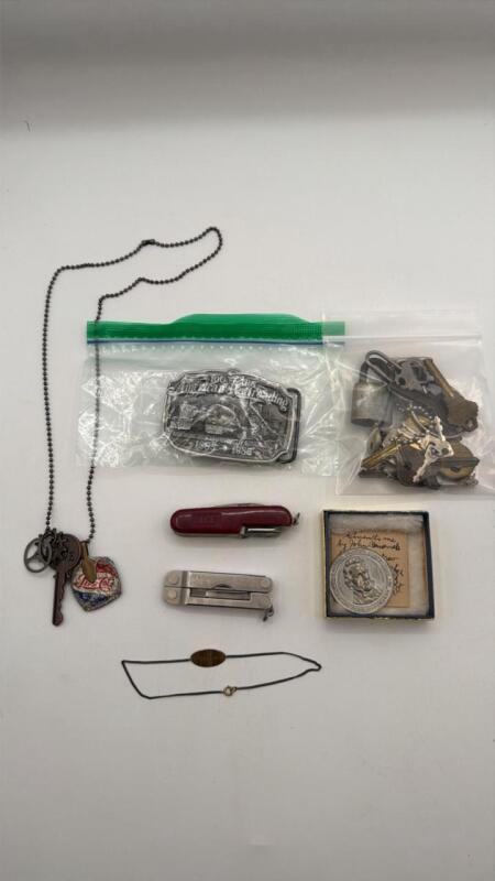 Leatherman belt buckle keys, necklace bracelet coin