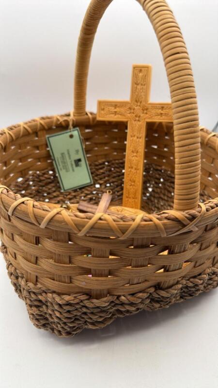 Basket with carvings and clown face